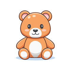 Fototapeta premium Adorable Cartoon Teddy Bear Sitting Illustration Cute Plush Toy Character