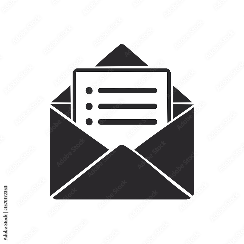 Aufkleber envelope with letter list icon communication design email inbox and message notification for online 