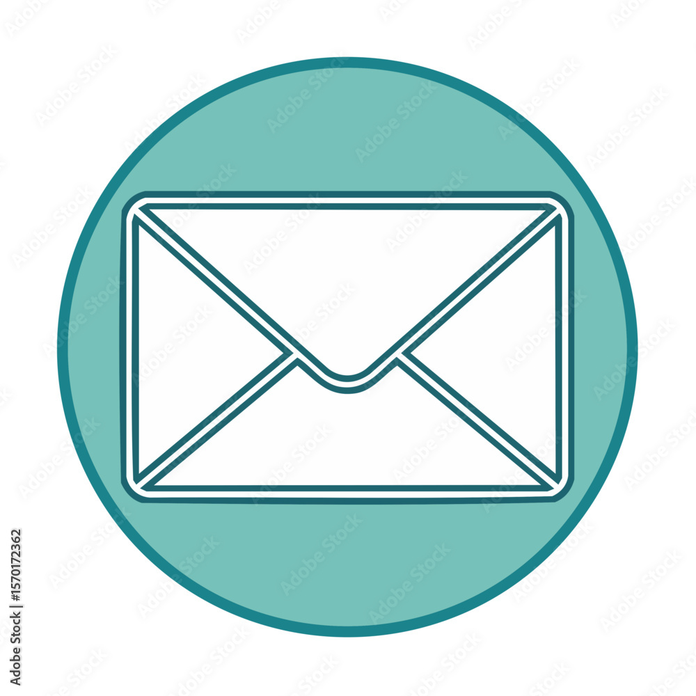 Poster envelope icon for email message notification delivery in flat design teal circle contact us communic