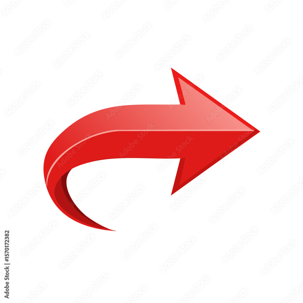 Poster forward arrow symbol icon design red shiny pointer direction guidance sign