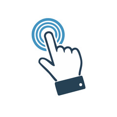 Obraz premium Hand Pointer Tapping Circle Icon Clicking Interface Navigation Button Contact Technology Touch Screen Design Symbol