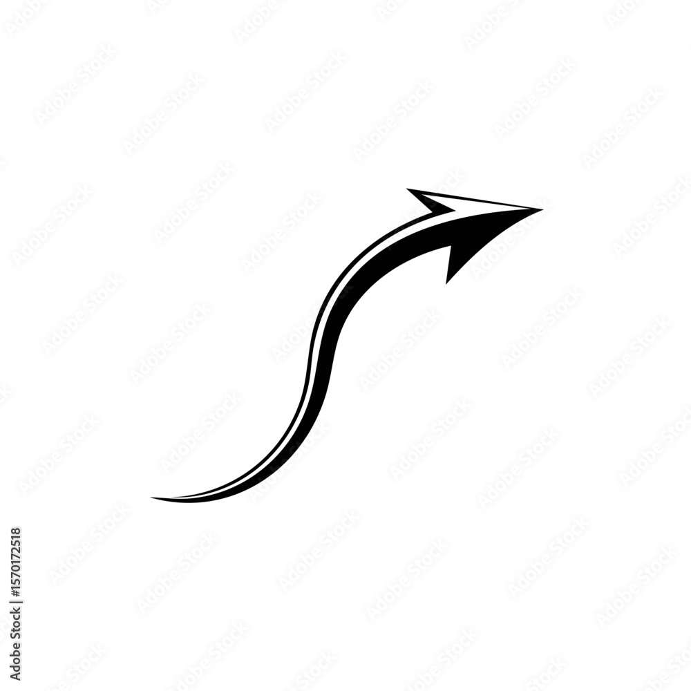 Poster dark arrow curving upwards directional symbol on black background simple navigation choice forward p