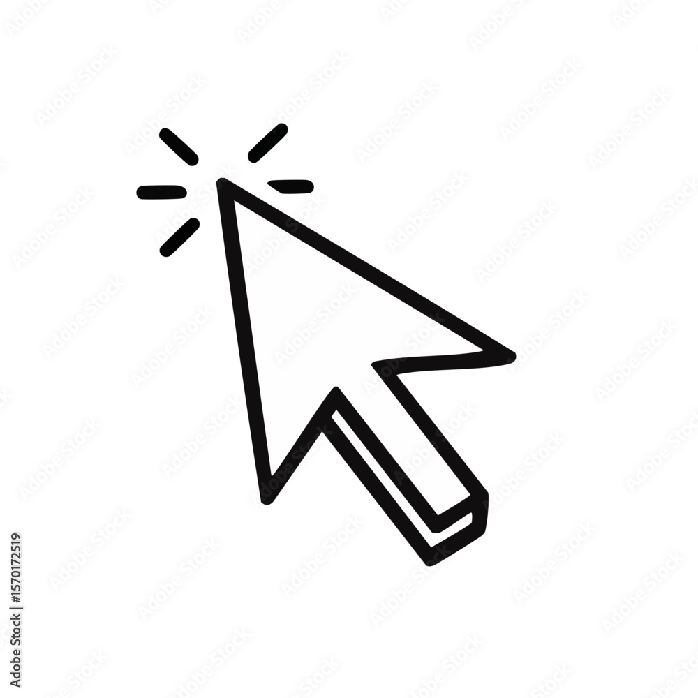 Fototapete White arrow cursor click action on a black background pointer illustration with a highlight icon for web internet or graphic design