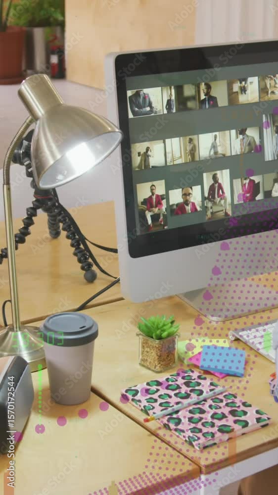Poster composite of financial data processing over businessman using computer in office