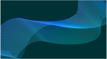 Abstract Wave Background Blue Cyan Color Stylized Lines Art Vector Illustration