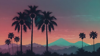 Obraz premium High-res abstract background: soft-focus vaporwave gradient, minimalist grids, and faded sunset tones.