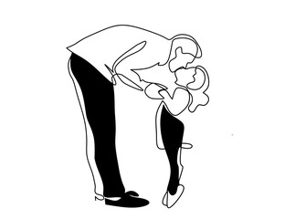 Stylized one-line graphic portraying a heartfelt kiss between two individuals. This versatile illustration can be used for themes related to love, human connection, or modern artistic expressio