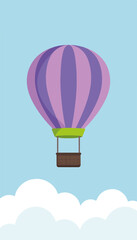 Fototapeta premium Colorful hot air balloon floating against a minimalistic cloud background, representing adventure and freedom, concept of travel agency, event planning
