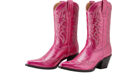 Pink Cowboy Boots Sparkling with Glitter Glamour Style
