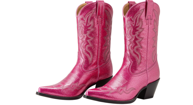 Pink Cowboy Boots Sparkling with Glitter Glamour Style
