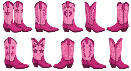 Pink Cowboy Boots Pattern Collection for Themed Party or Decoration