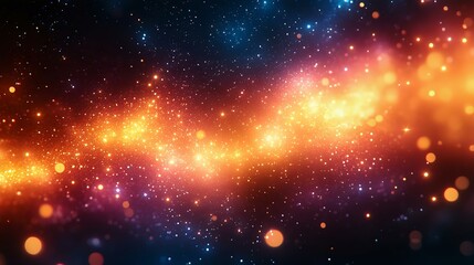Fototapeta premium A stunning cosmic background featuring vibrant colors of orange and blue, filled with shimmering stars and glowing particles, perfect for projects related to