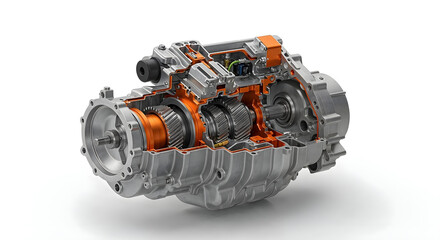 modern ev motor showing internal components.