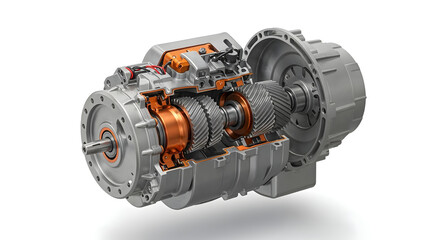 electric car motor detailed cutaway view.