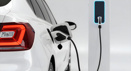 eco friendly car recharging in station.