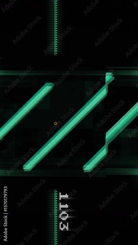 Poster animation of lines in viewfinder with changing numbers over illuminated server rack in server room