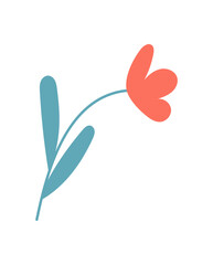 Flat flower art displays a vibrant plant with a colorful appearance. A simple representation of nature, this design highlights the beauty of floral elements. Modern aesthetics in color make this an