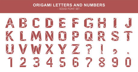 Origami letters and numbers - solid font set