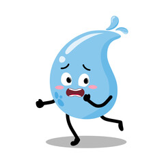Cute Hand Drawn Water Drop Running Away Terrified
