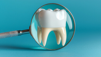 Dental Health Inspection Concept Magnifying Enamel Structure.
