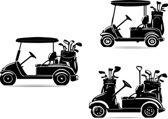 vector sketch silhouette illustration of golf cart vehicle to drive on the course