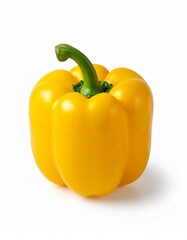 A yellow bell pepper on a white backdrop. Healthy. Vegetable. 