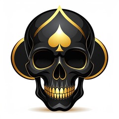 Fototapeta premium Black skull with gold ace