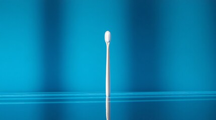 White Cotton Swab On Blue Reflective Surface