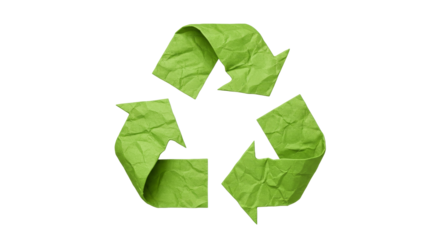 Recycling Concept with Green Paper Arrows on White Background