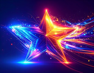 Futuristic Neon Starfield Wallpaper. Abstract Cosmic Background Illustration