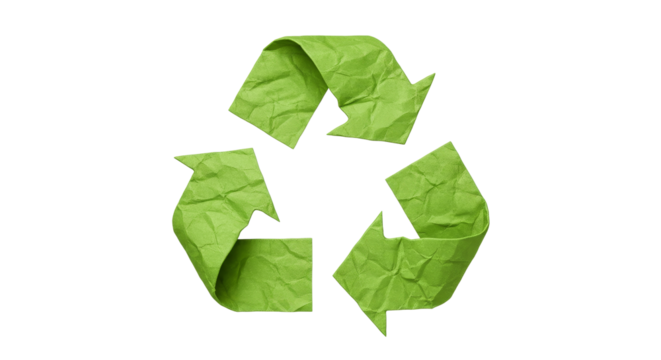 Recycling Concept with Green Paper Arrows on White Background