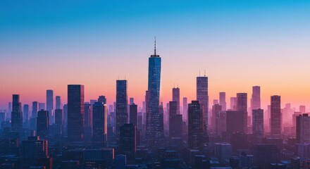 Fototapeta premium Cityscape skyline at dawn