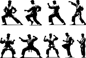 Vector sketch illustration collection of designs of warriors who have karate martial arts with uniforms © Darji