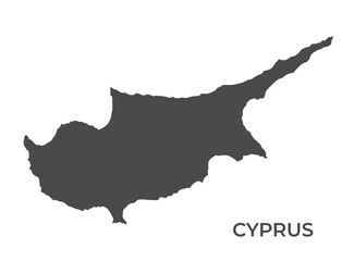 Cyprus silhouette map. High detailed isolated geographic template of island country
