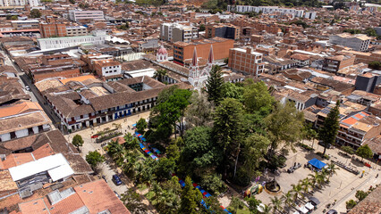 La Ceja del Tambo, Antioquia, Colombia. June 21, 2025. Aerial drone view, it is 2,276 meters above...