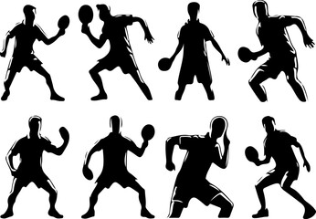 Collection of vector images of table tennis athlete silhouette illustrations