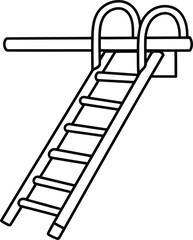 Dive into Summer: A minimalist outline of a diving board with a ladder, inviting you to take a refreshing plunge, representing relaxation and aquatic enjoyment.