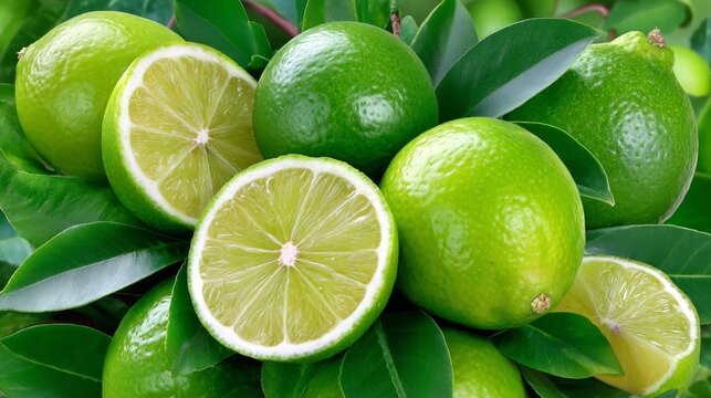 Limas sobre un fondo blanco, fotograf&iacute;a de alta, calidad de estudio, concepto de c&iacute;tricos.