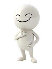 Fototapeta premium White cartoon figure, smiling and looking pleased