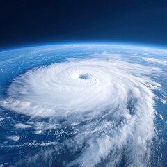 Dramatic Cyclone Formation Over Open Ocean Captured from Space, Showing Intense Swirling Clouds and Eye of Storm