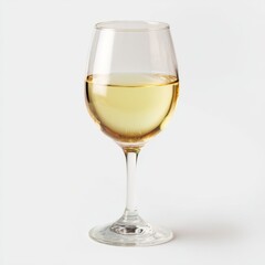 Fototapeta premium Elegant Glass of White Wine: A refined glass showcasing the golden hue of white wine, perfect for celebrations and moments of quiet relaxation.