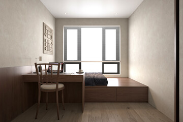 3d render luxury home bedroom, hotel room