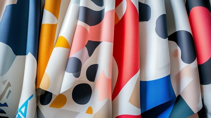 Abstract colorful fabric swatches.