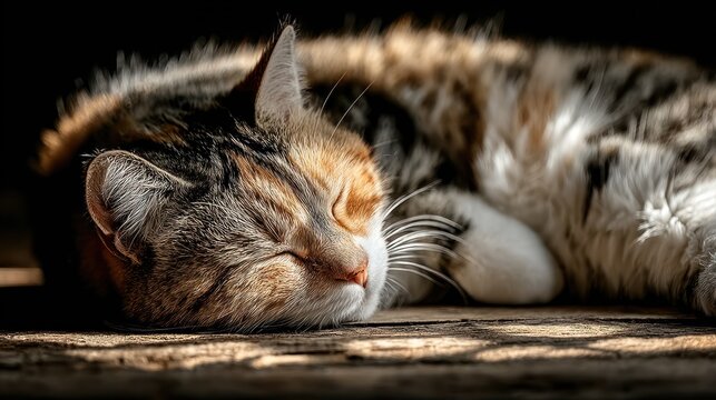 Sleepy cat basking in sunlight - Powered by Adobe