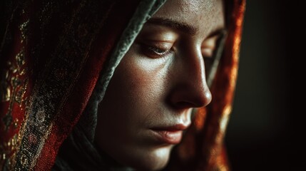 Close-up portrait of a veiled woman