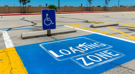 Designated Parking Area For Loading Zone With Disability Symbol Sign