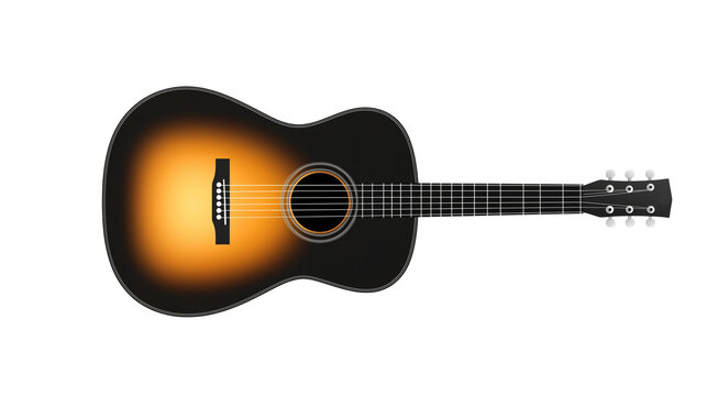 Acoustic Guitar Isolated on White Background. High-quality studio shot, ideal for musical education and promotions.