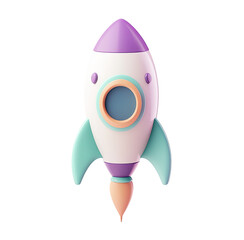 Cute, cartoon rocket, 3D render, pastel colors