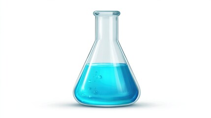 Laboratory Glassware with Blue Liquid An Erlenmeyer Flask for Chemistry & Experiment