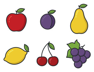 Fruit illustration set. Gardening, agriculture and harvest symbols. Freshness organic foods. Isolated vector images